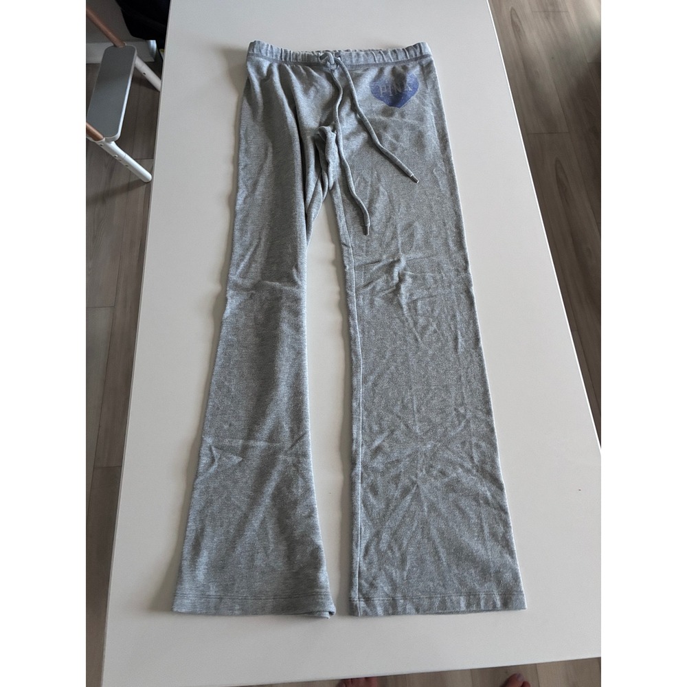 Y2K Vintage Victorias Secret PINK Flare Leg Sweatpants Gray Heart Logo XS